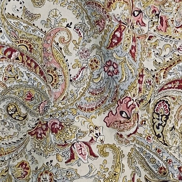 Chaps Tan Paisley Button Down Blouse Large - Picture 5 of 6